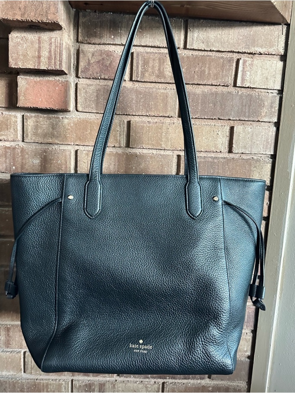 Kate Spade Marti Large Black Pebbled Leather Tote Bag - Classic Luxury Chic